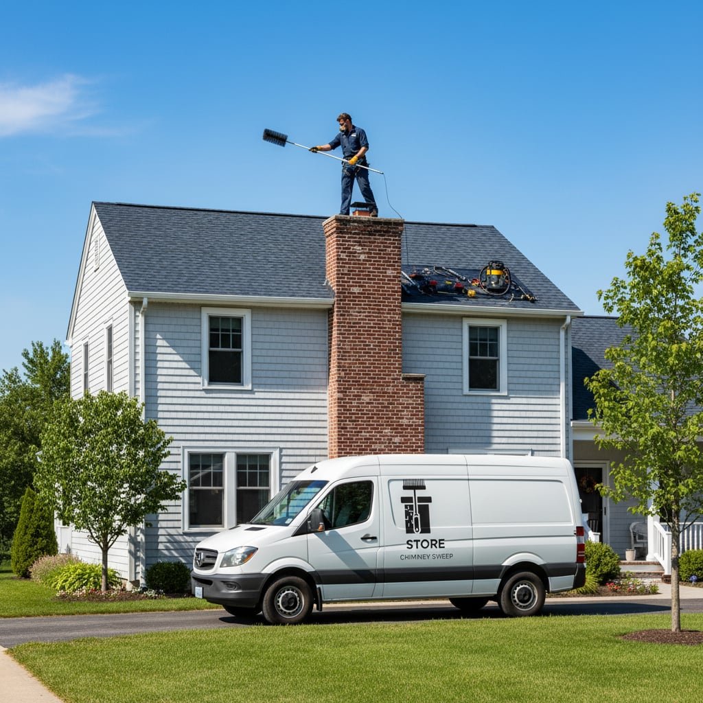 Store Chimney Sweep team working on chimney